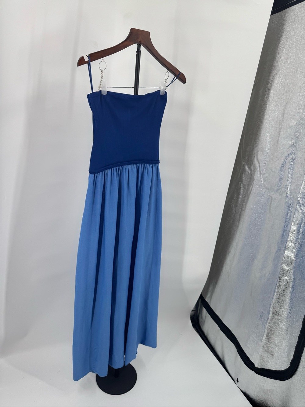 SOLID & STRIPED Two-Tone Blue Strapless Maxi Dress - Picture 5 of 12